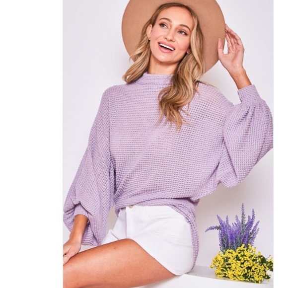 Lavender Balloon Sleeve Top - Picture 2 of 10